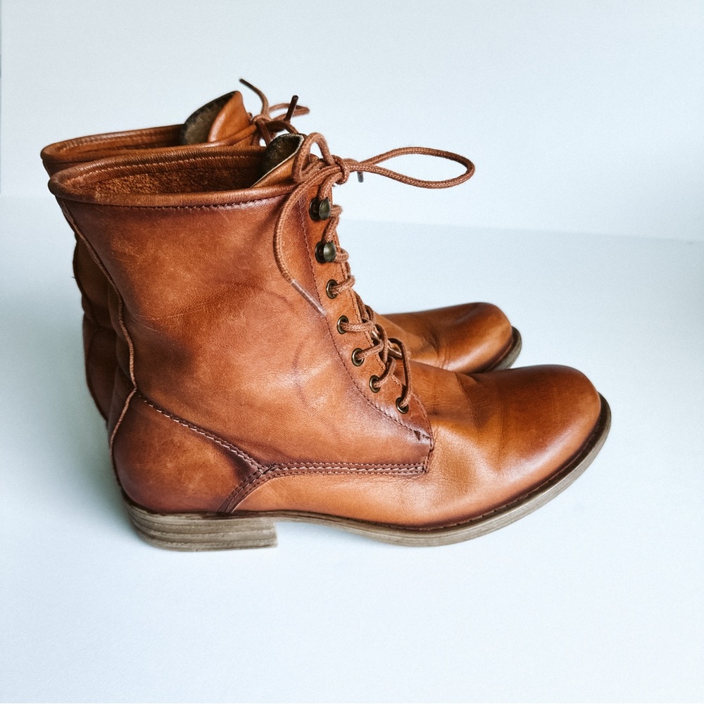 Maison Bulle Lace Up Full Leather Boot Cognac Brown - Size 37 - Picture 3 of 7